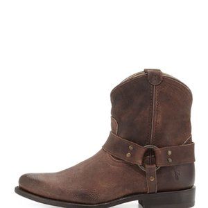 Frye Wyatt Harness Short Ankle Boot Dark Brown
